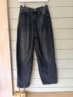 BDG Urban Outfitters Cinch Waist Barrel Jeans | Washed Black | Size 25